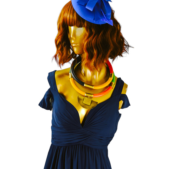 Women Bariano Australia Long Dress Navy Blue Formal Gown Slit Bridesmaid Size XS - Picture 5 of 16